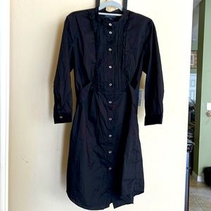 NWT Eloquii Shirt dress with pinch pleats and ruffled. Size 14W. Black
